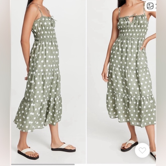 Faithful the brand shaloom polka dot linen midi dress - Picture 2 of 9